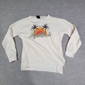 Valani Sweatshirt Womens M Beige Myrtle Beach Graphic Crew‎ Neck Pullover
